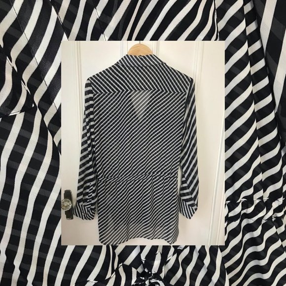Sheer Striped Tommy Hilfiger Shirt Dress - Picture 2 of 3